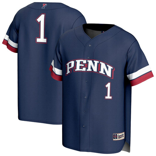 Unisexgameday Greats Navy Pennsylvania Quakers Pick A Player Baseball Fashion Jersey - retro stitched baseball jersey for Unisexgameday Greats fans