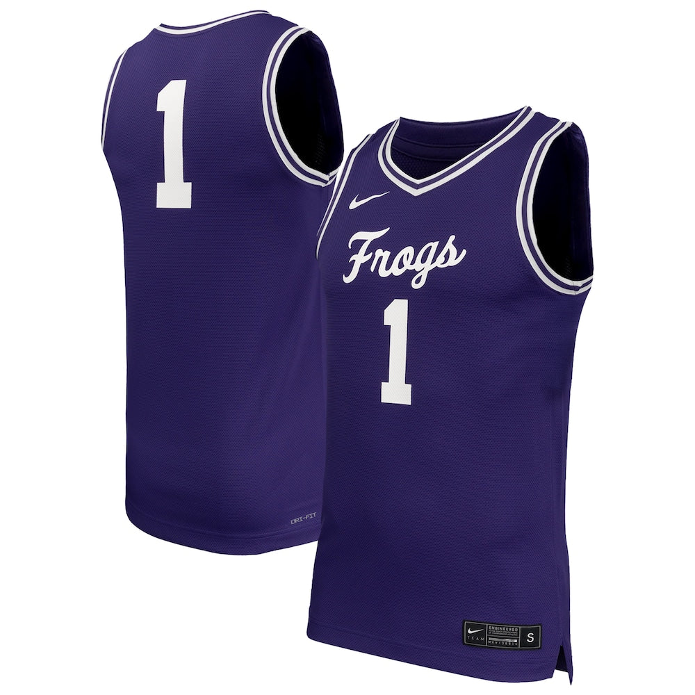 1 Purple Tcu Horned Frogs Replica Basketball Jersey - retro stitched basketball jersey for 1 Purple fans