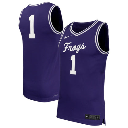1 Purple Tcu Horned Frogs Replica Basketball Jersey - retro stitched basketball jersey for 1 Purple fans