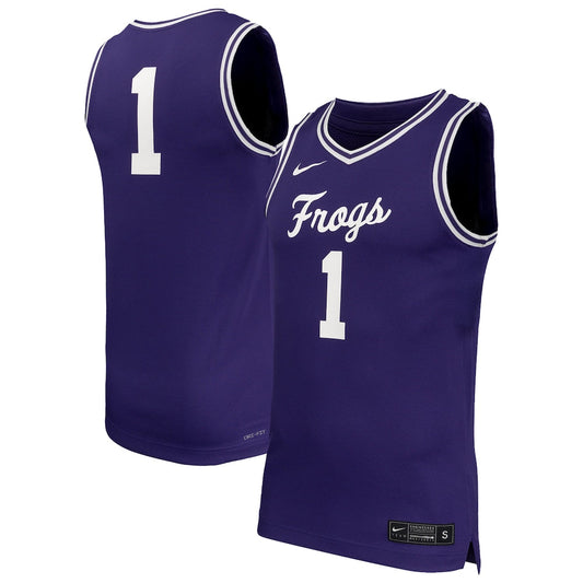 1 Purple Tcu Horned Frogs Replica Basketball Jersey - retro stitched basketball jersey for 1 Purple fans