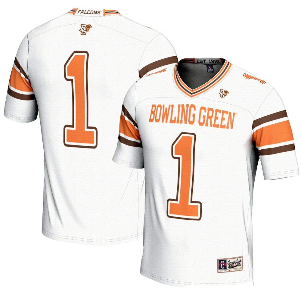 Gameday Greats 1 White Bowling Green St Falcons Endzone Football Jersey - retro stitched football jersey for Gameday Greats fans