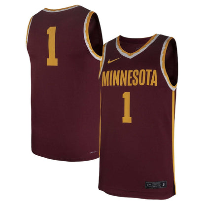 1 Maroon Minnesota Golden Gophers Team Replica Basketball Jersey - retro stitched basketball jersey for 1 Maroon fans