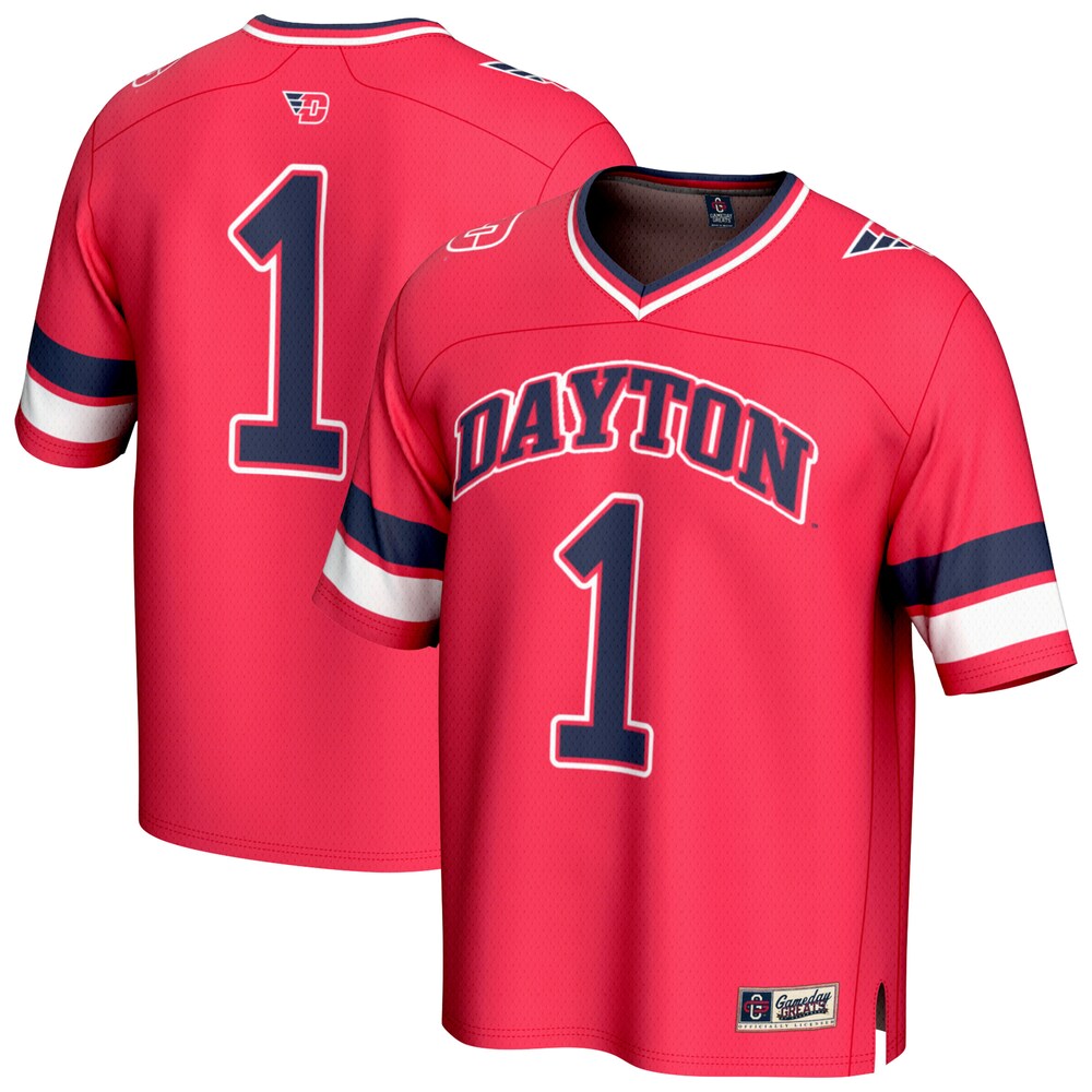 Gameday Greats 1 Red Dayton Flyers Lightweight Collegiate Football Fashion Jersey - retro stitched football jersey for Gameday Greats fans