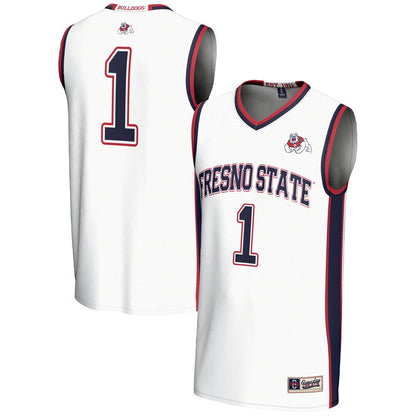 Male Gameday Greats 1 White Fresno State Bulldogs Lightweight Basketball Jersey - retro stitched basketball jersey for Male Gameday fans