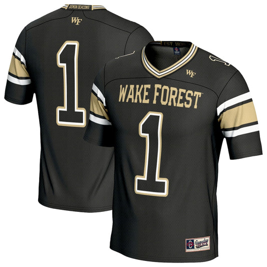 Gameday Greats 1 Black Wake Forest Demon Deacons Lightweight Football Fashion Jersey - retro stitched football jersey for Gameday Greats fans