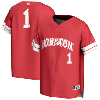 Gameday Greats 1 Red Houston Cougars Collegiate Baseball Fashion Jersey - retro stitched baseball jersey for Gameday Greats fans