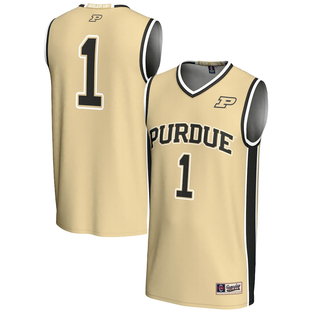 Male Gameday Greats 1 Gold Purdue Boilermakers Lightweight Basketball Jersey - retro stitched basketball jersey for Male Gameday fans