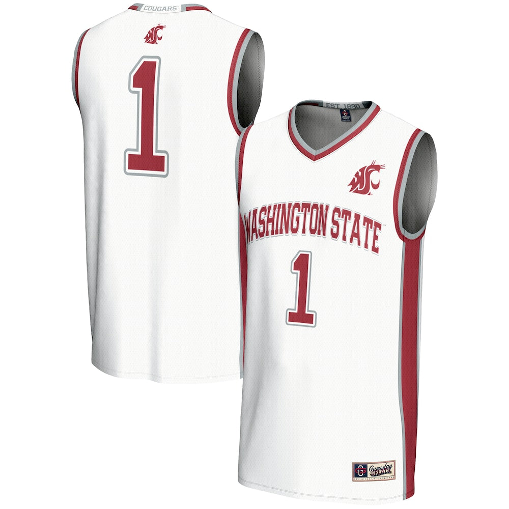 Male Gameday Greats 1 White Washington State Cougars Lightweight Basketball Jersey - retro stitched basketball jersey for Male Gameday fans