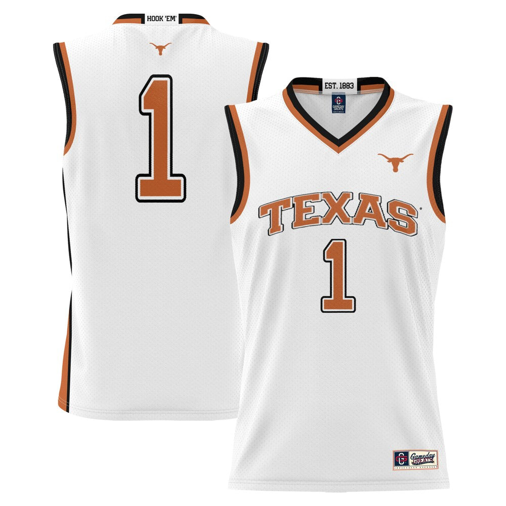 Gameday Greats White 1 Texas Longhorns Replica Lightweight Basketball Jersey - retro stitched basketball jersey for Gameday Greats fans