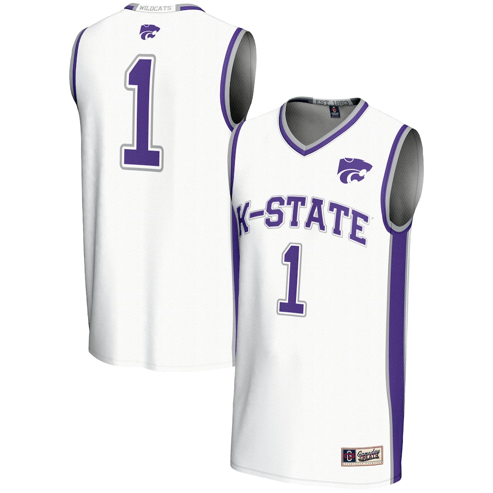 Gameday Greats 1 White Kansas State Wildcats Lightweight Basketball Jersey - retro stitched basketball jersey for Gameday Greats fans