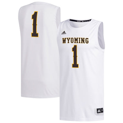 1 White Wyoming Cowboys Replica Basketball Jersey - retro stitched basketball jersey for 1 White fans