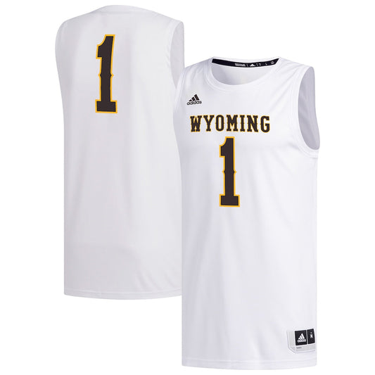 1 White Wyoming Cowboys Replica Basketball Jersey - retro stitched basketball jersey for 1 White fans