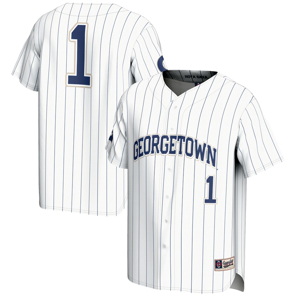 Gameday Greats 1 White Georgetown Hoyas Lightweight Baseball Fashion Jersey - retro stitched baseball jersey for Gameday Greats fans