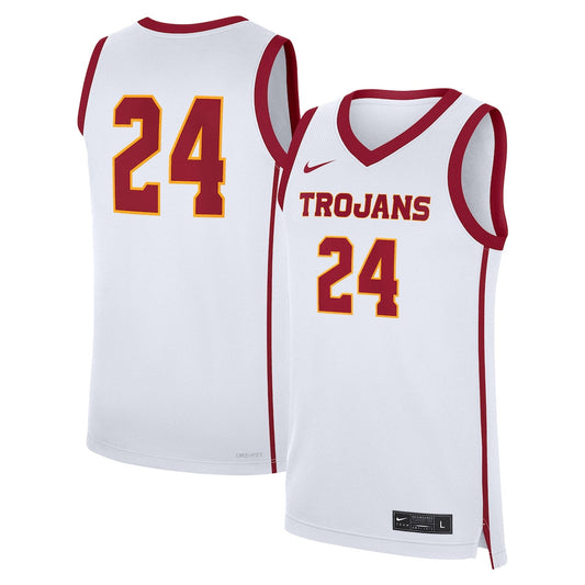 24 White Usc Trojans Home Replica Jersey - retro stitched jersey jersey for 24 White fans