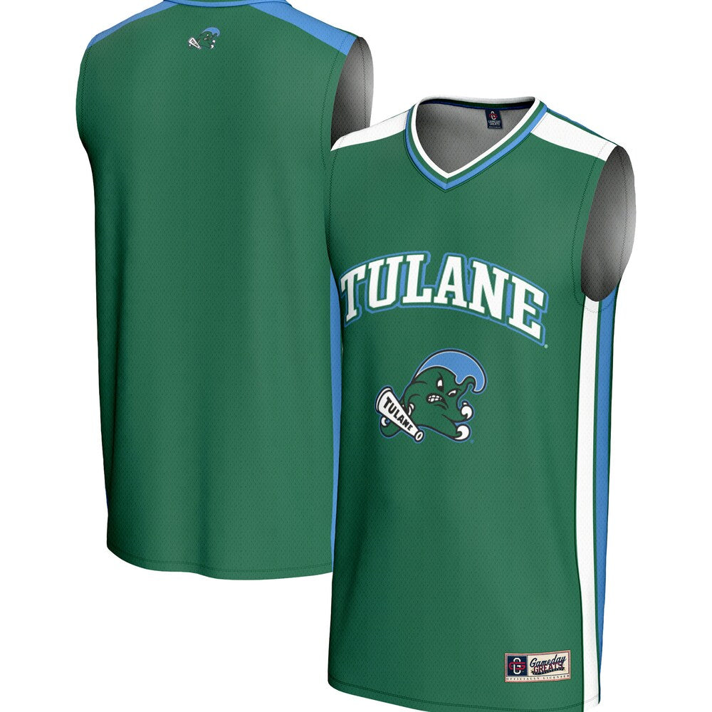 Gameday Greats Green Tulane Green Wave Spirit Basketball Jersey - retro stitched basketball jersey for Gameday Greats fans