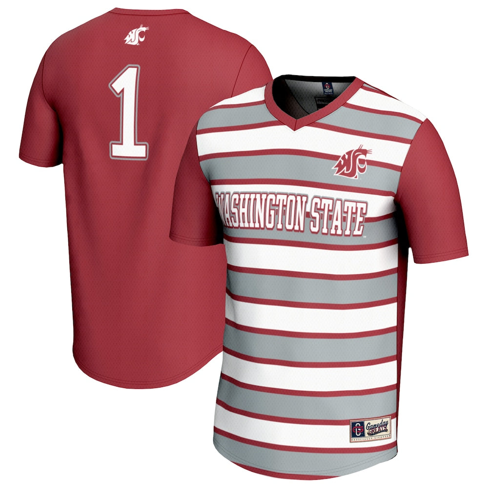 Gameday Greats 1 Crimson Washington State Cougars Lightweight Soccer Fashion Jersey - retro stitched jersey jersey for Gameday Greats fans