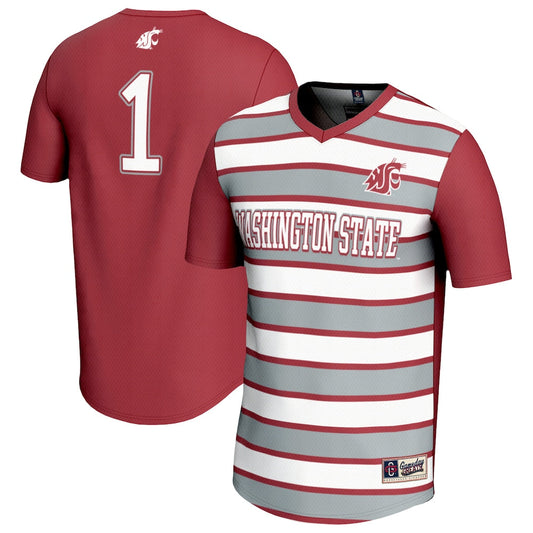 Gameday Greats 1 Crimson Washington State Cougars Lightweight Soccer Fashion Jersey - retro stitched jersey jersey for Gameday Greats fans