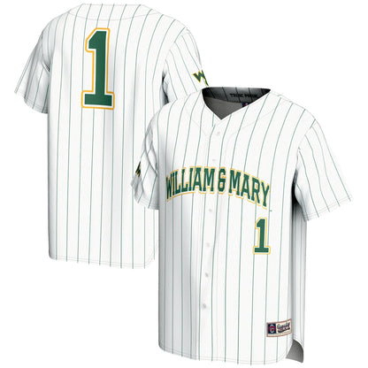Gameday Greats 1 White William Mary Tribe Lightweight Baseball Fashion Jersey - retro stitched baseball jersey for Gameday Greats fans