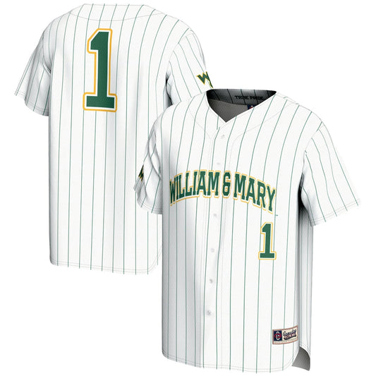 Gameday Greats 1 White William Mary Tribe Lightweight Baseball Fashion Jersey - retro stitched baseball jersey for Gameday Greats fans