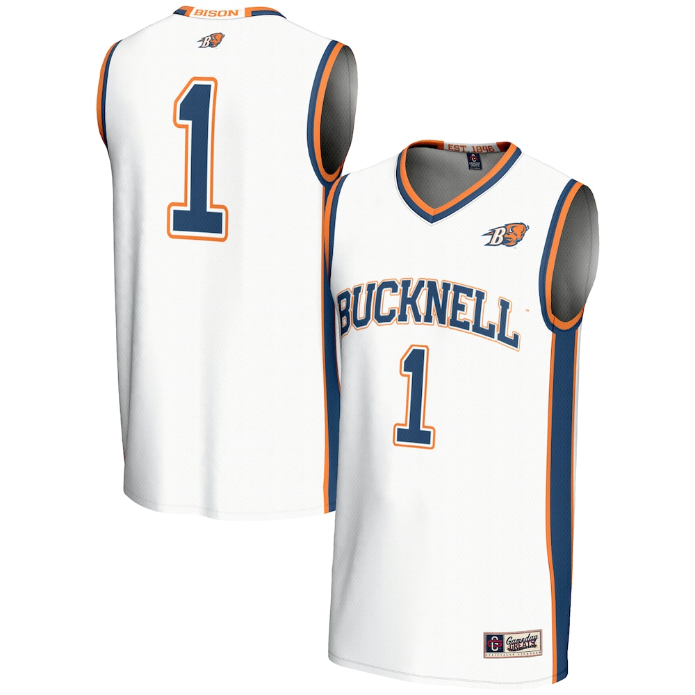Gameday Greats 1 White Bucknell Bison Lightweight Basketball Jersey - retro stitched basketball jersey for Gameday Greats fans