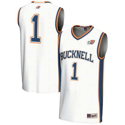 Gameday Greats 1 White Bucknell Bison Lightweight Basketball Jersey - retro stitched basketball jersey for Gameday Greats fans