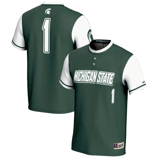 Gameday Greats 1 Green Michigan State Spartans Lightweight Softball Jersey - retro stitched jersey jersey for Gameday Greats fans