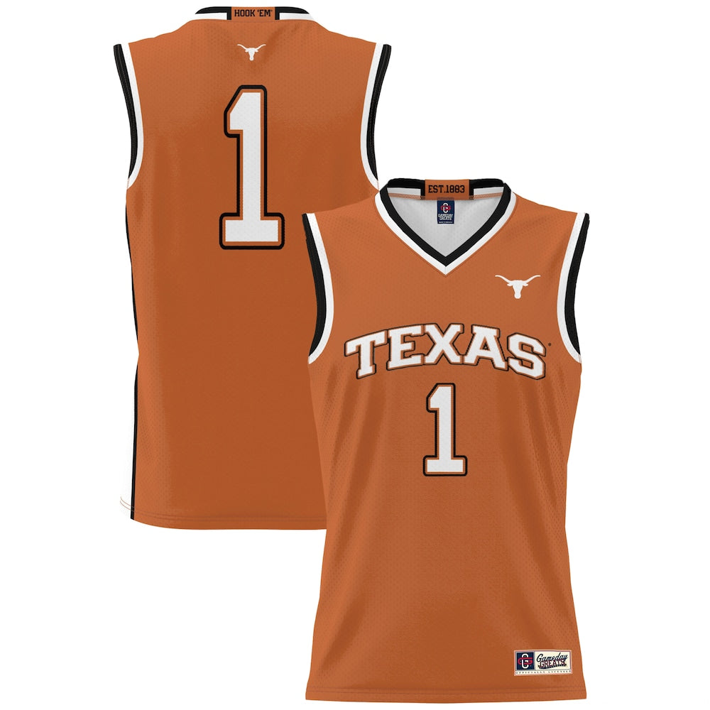 Gameday Greats 1 Texas Orange Texas Longhorns Lightweight Collegiate Basketball Jersey - retro stitched basketball jersey for Gameday Greats fans