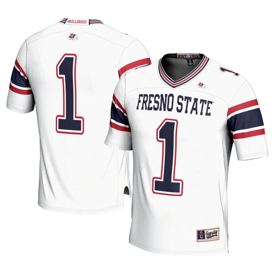 Gameday Greats 1 White Fresno State Bulldogs Football Jersey - retro stitched football jersey for Gameday Greats fans