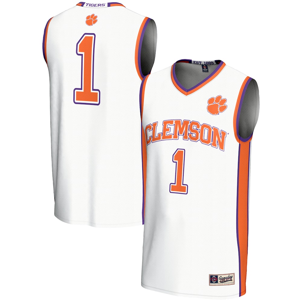 Gameday Greats 1 White Clemson Tigers Lightweight Basketball Jersey - retro stitched basketball jersey for Gameday Greats fans