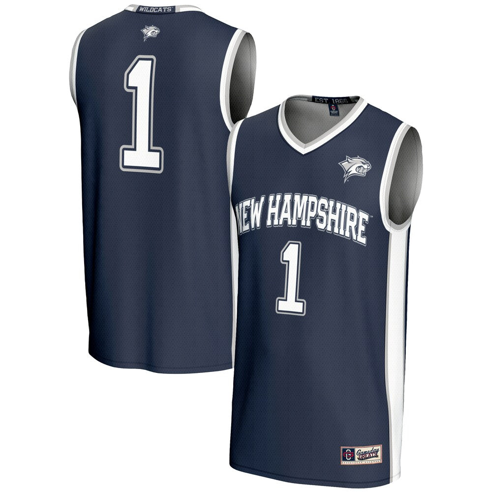 Male Gameday Greats 1 Blue New Hampshire Wildcats Lightweight Basketball Jersey - retro stitched basketball jersey for Male Gameday fans