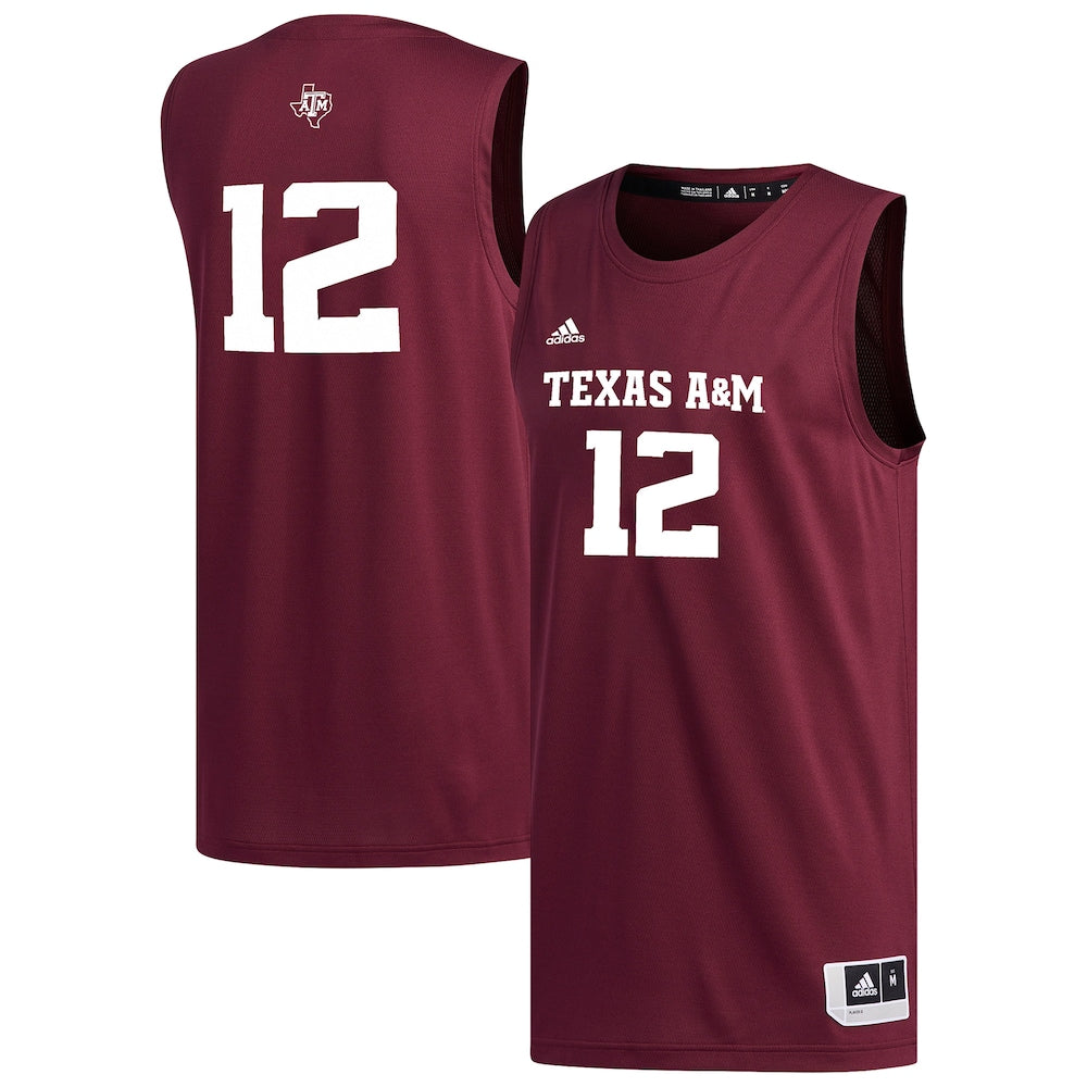 12 Maroon Texas Am Aggies Replica Basketball Jersey - retro stitched basketball jersey for 12 Maroon fans