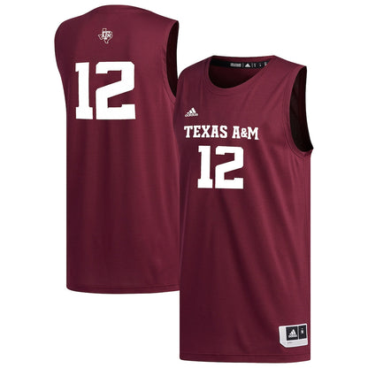 12 Maroon Texas Am Aggies Replica Basketball Jersey - retro stitched basketball jersey for 12 Maroon fans