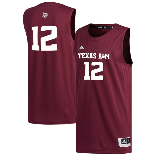 12 Maroon Texas Am Aggies Replica Basketball Jersey - retro stitched basketball jersey for 12 Maroon fans