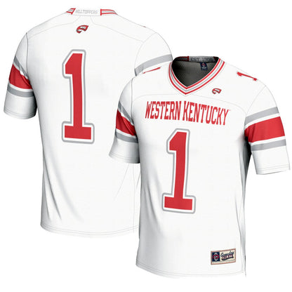 Gameday Greats 1 White Western Kentucky Hilltoppers Endzone Football Jersey - retro stitched football jersey for Gameday Greats fans