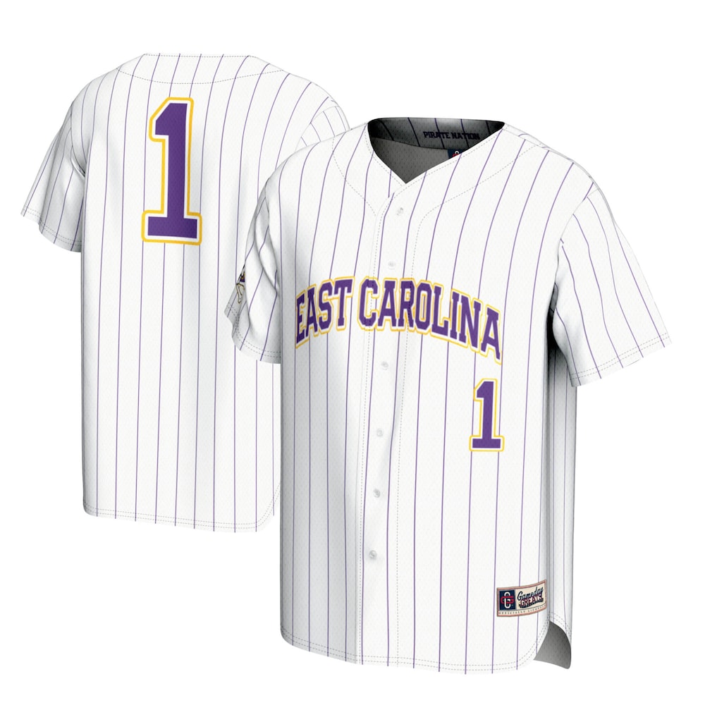 Gameday Greats 1 White Ecu Pirates Lightweight Baseball Jersey - retro stitched baseball jersey for Gameday Greats fans