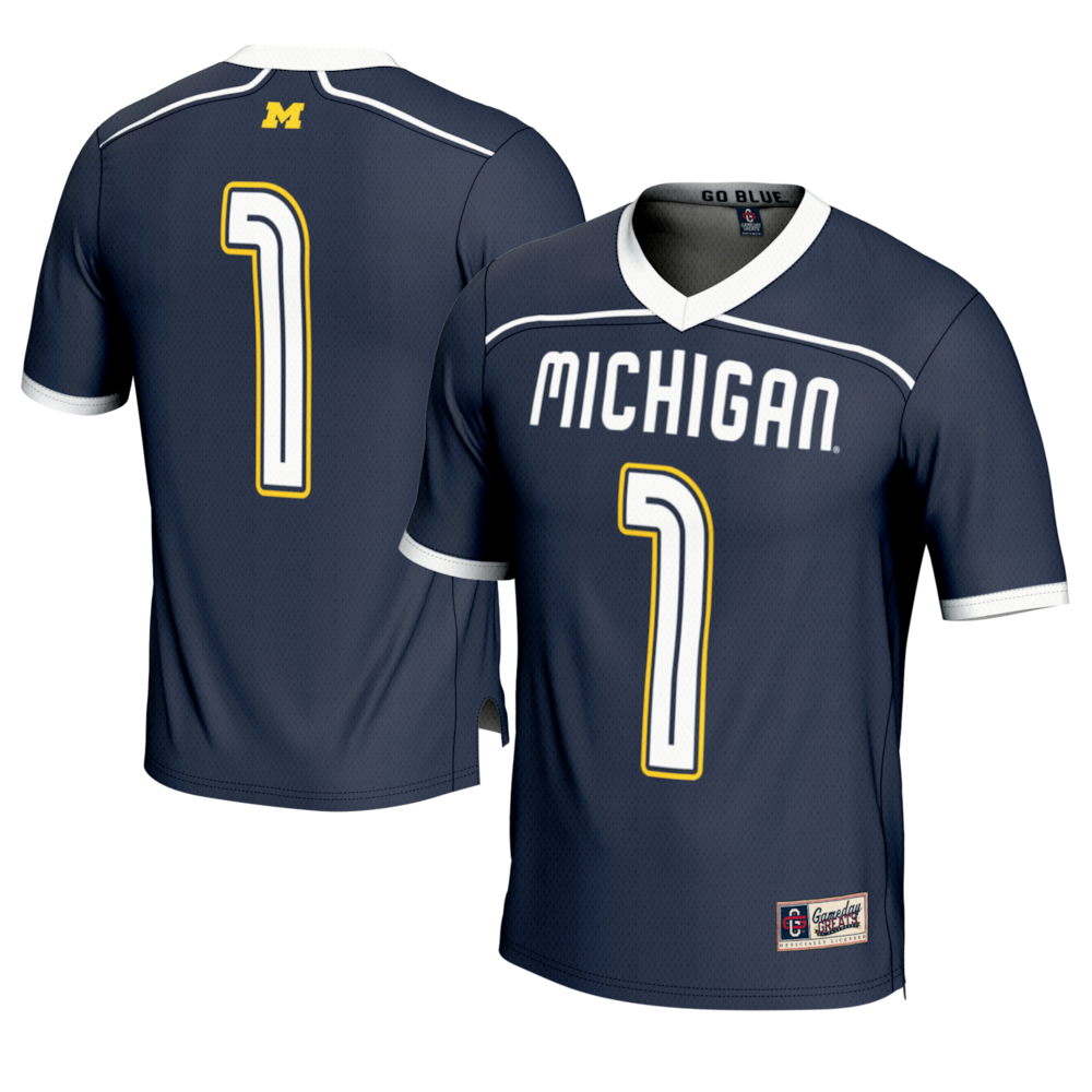 Gameday Greats 1 Navy Michigan Wolverines Lightweight Lacrosse Fashion Jersey - retro stitched jersey jersey for Gameday Greats fans