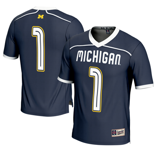 Gameday Greats 1 Navy Michigan Wolverines Lightweight Lacrosse Fashion Jersey - retro stitched jersey jersey for Gameday Greats fans