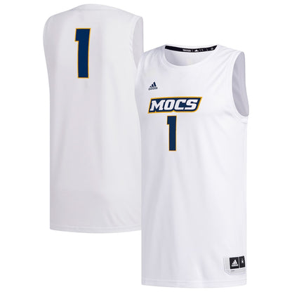 1 White Tennessee Chattanooga Mocs Replica Basketball Jersey - retro stitched basketball jersey for 1 White fans