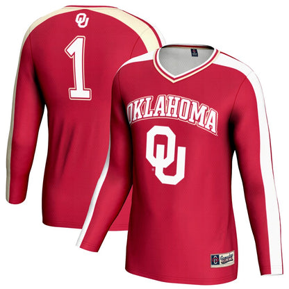 Gameday Greats Crimson Oklahoma Sooners 1 Lightweight Volleyball Fashion Jersey - retro stitched jersey jersey for Gameday Greats fans