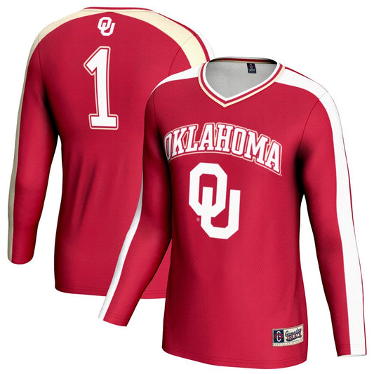 Gameday Greats Crimson Oklahoma Sooners 1 Lightweight Volleyball Fashion Jersey - retro stitched jersey jersey for Gameday Greats fans