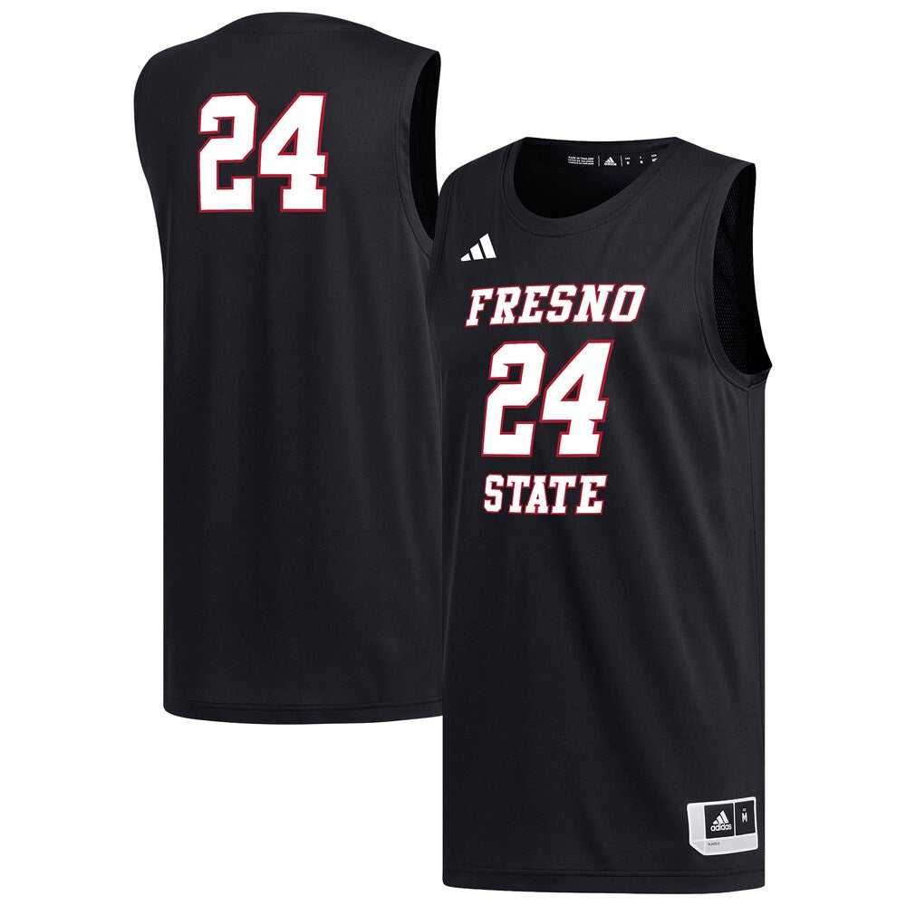 24 Black Fresno State Bulldogs Replica Basketball Jersey - retro stitched basketball jersey for 24 Black fans