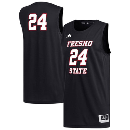 24 Black Fresno State Bulldogs Replica Basketball Jersey - retro stitched basketball jersey for 24 Black fans