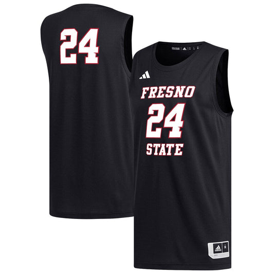 24 Black Fresno State Bulldogs Replica Basketball Jersey - retro stitched basketball jersey for 24 Black fans