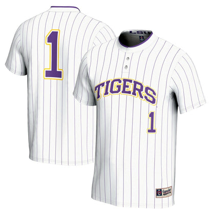 Gameday Greats 1 White Lsu Tigers Lightweight Softball Jersey - retro stitched jersey jersey for Gameday Greats fans
