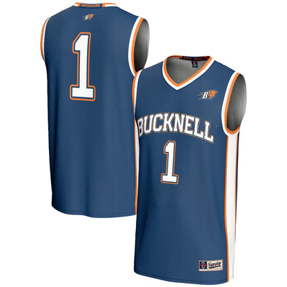 Male Gameday Greats 1 Navy Bucknell Bison Lightweight Basketball Jersey - retro stitched basketball jersey for Male Gameday fans