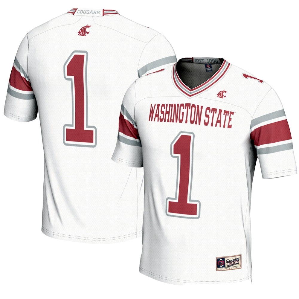Gameday Greats 1 White Washington State Cougars Endzone Football Jersey - retro stitched football jersey for Gameday Greats fans