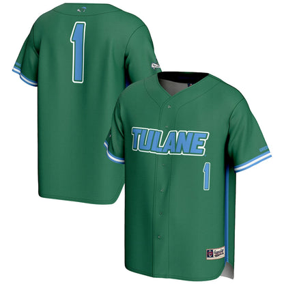 Gameday Greats 1 Green Tulane Green Wave Lightweight Baseball Jersey - retro stitched baseball jersey for Gameday Greats fans