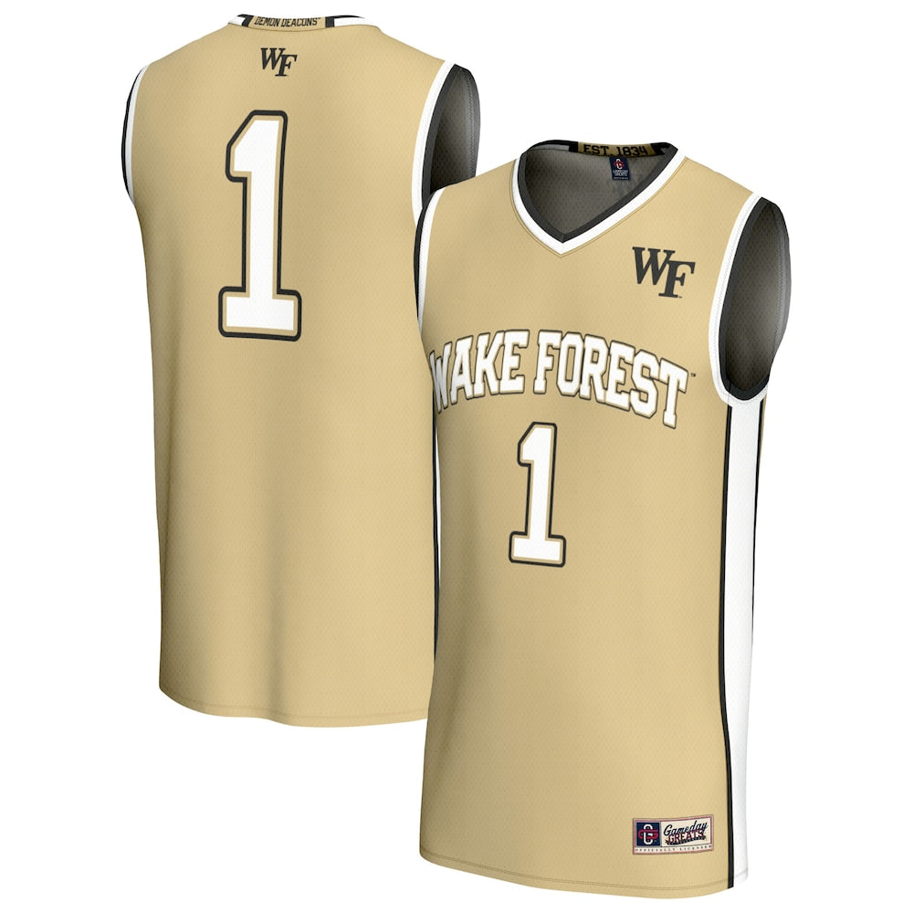 Gameday Greats 1 Gold Wake Forest Demon Deacons Lightweight Basketball Fashion Jersey - retro stitched basketball jersey for Gameday Greats fans