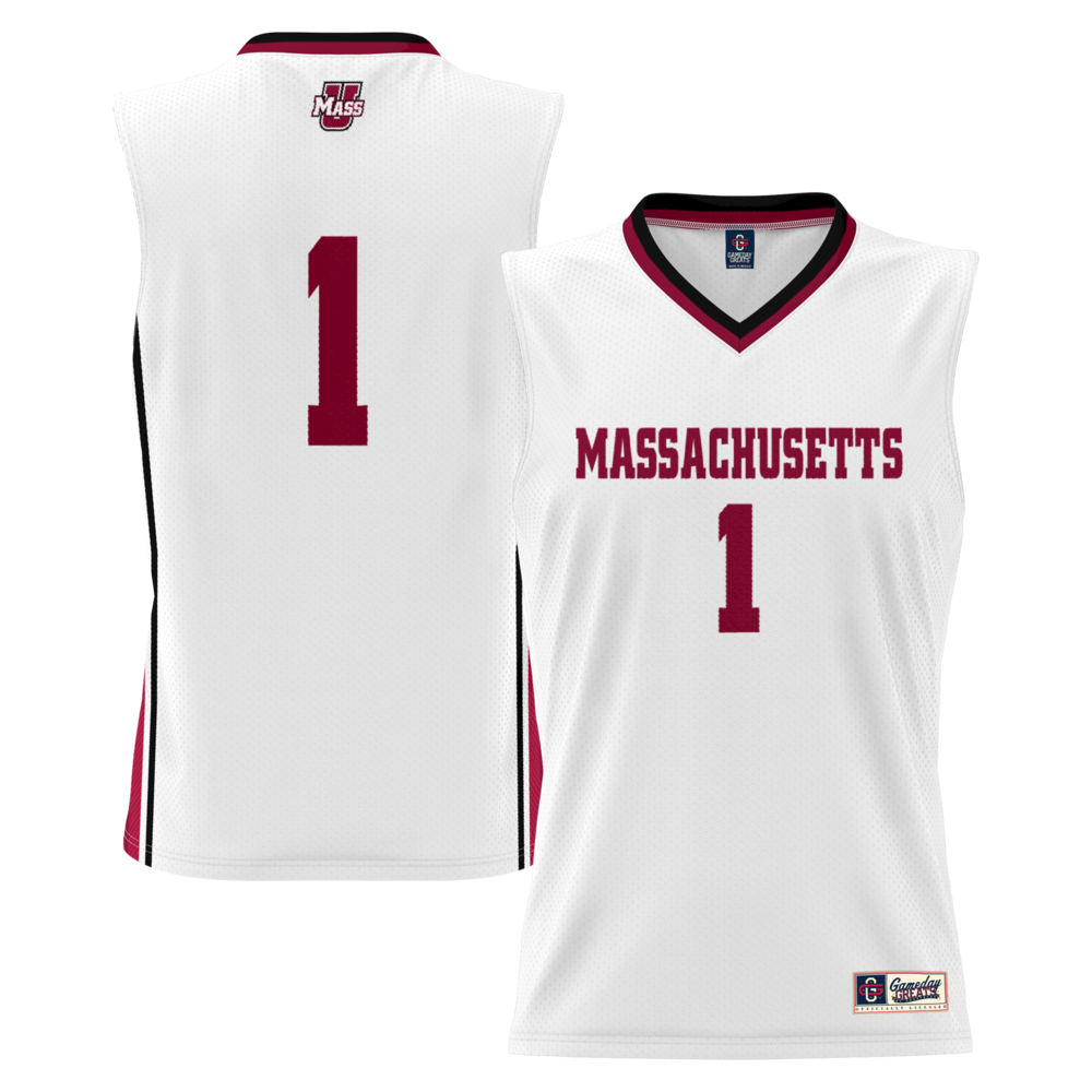 Gameday Greats 1 White Umass Minutemen Lightweight Basketball Jersey - retro stitched basketball jersey for Gameday Greats fans