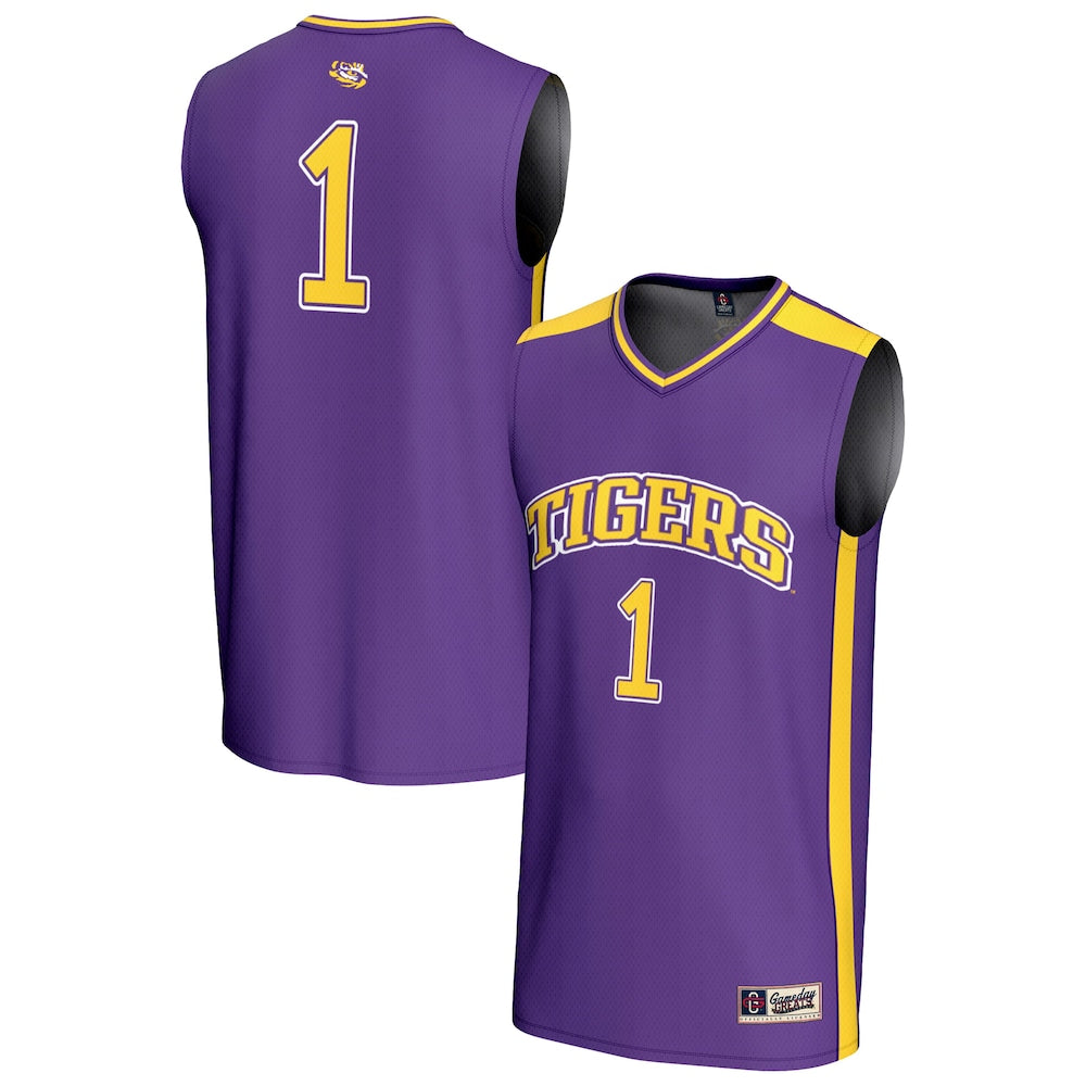 Gameday Greats 1 Purple Lsu Tigers Lightweight Basketball Fashion Jersey - retro stitched basketball jersey for Gameday Greats fans
